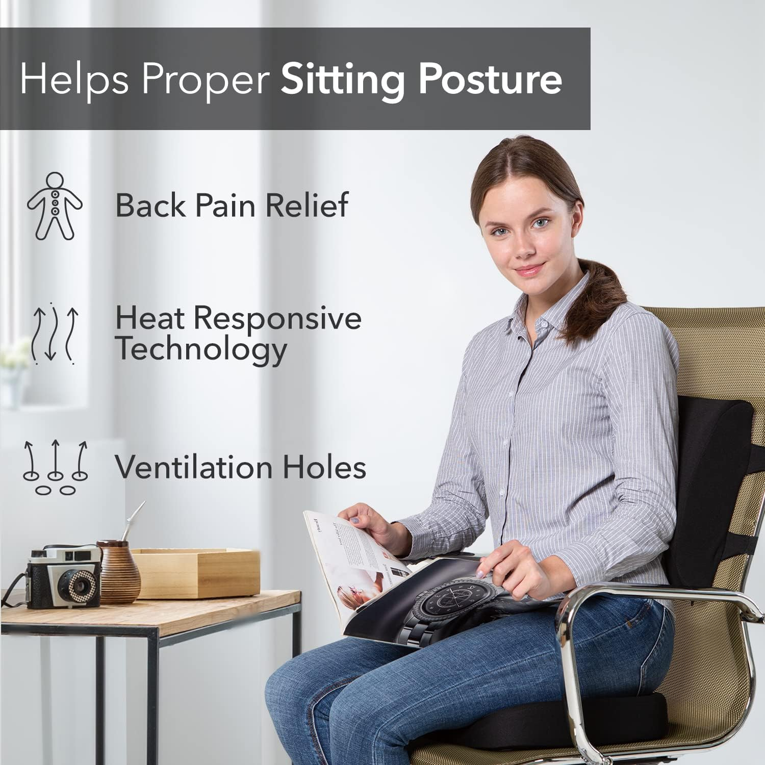 Everlasting Comfort Seat Cushion &amp;Amp; Lumbar Support Pillow Combo ... pertaining to
