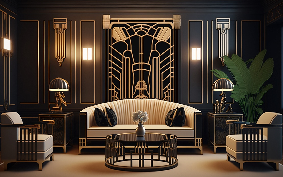 Exploring The Art Deco Interior Design Style | Fineline Design inside Art Deco Interior Design A Look at Iconic Motifs and Palettes