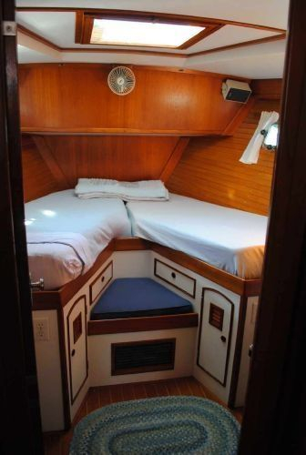 From Forward, A Large V-Berth Stateroom With Two Hanging Lockers, Lots ... regarding From Bunk to Bliss Your Guide to Sailboat Interior Renovation