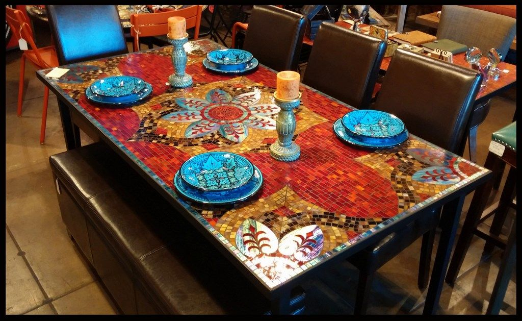 Furthur Wholesale Mosaic Dining Tables | Mosaicos, Mesa Mosaico, Taburete in
