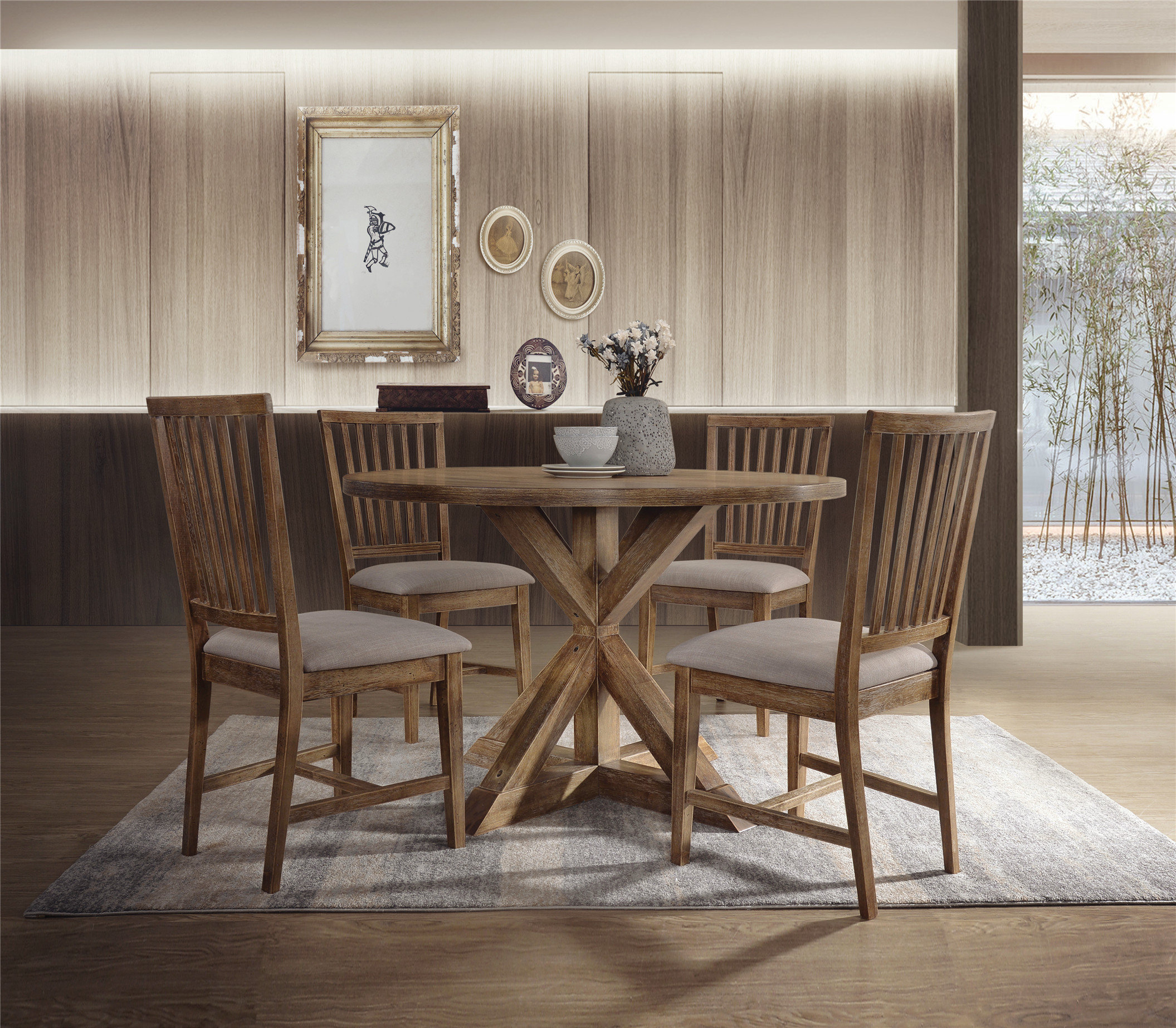 Gracie Oaks Charming Rustic 5-Piece Dining Set For Cozy Gatherings ... within Creating Cozy Gatherings with Authentic Rustic Farmhouse Dining Sets