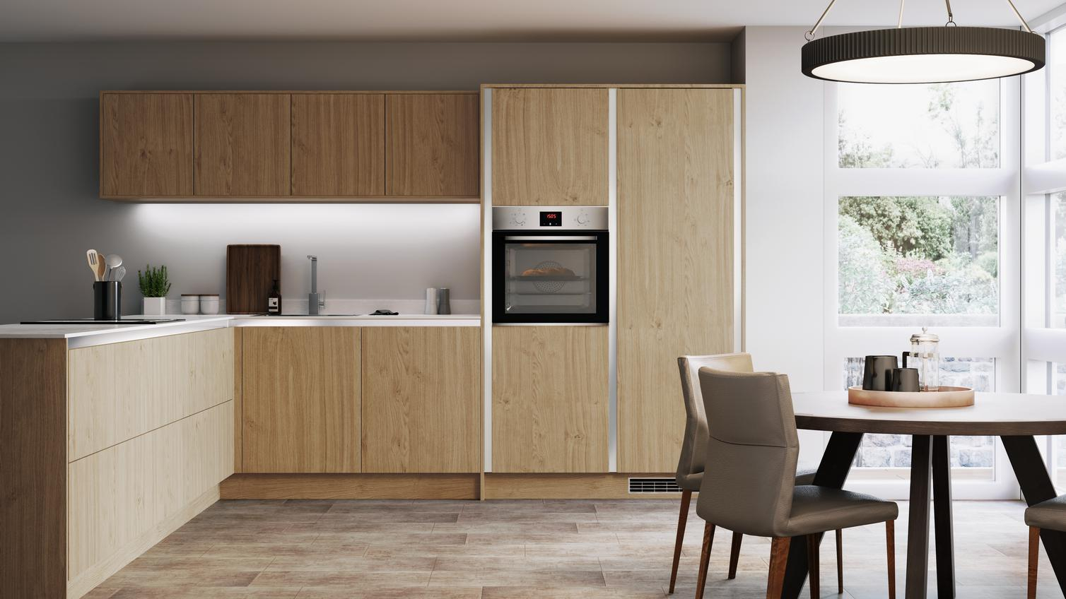 Greenwich Natural Oak Handleless Kitchen | Fitted Kitchens | Howdens with Is Oak the Right Choice for Your Modern Kitchen Let's Explore