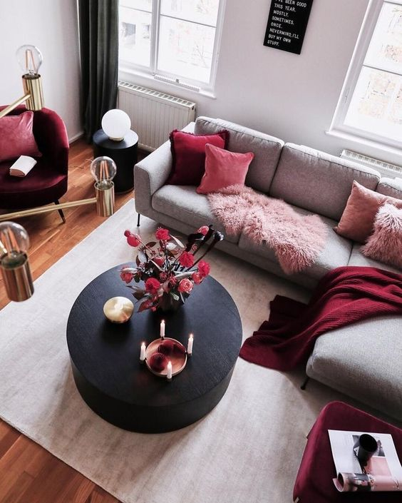 Grey And Burgundy Living Room Ideas - Decoholic within Beyond Beige Discovering the Richness of Grey and Burgundy Interiors