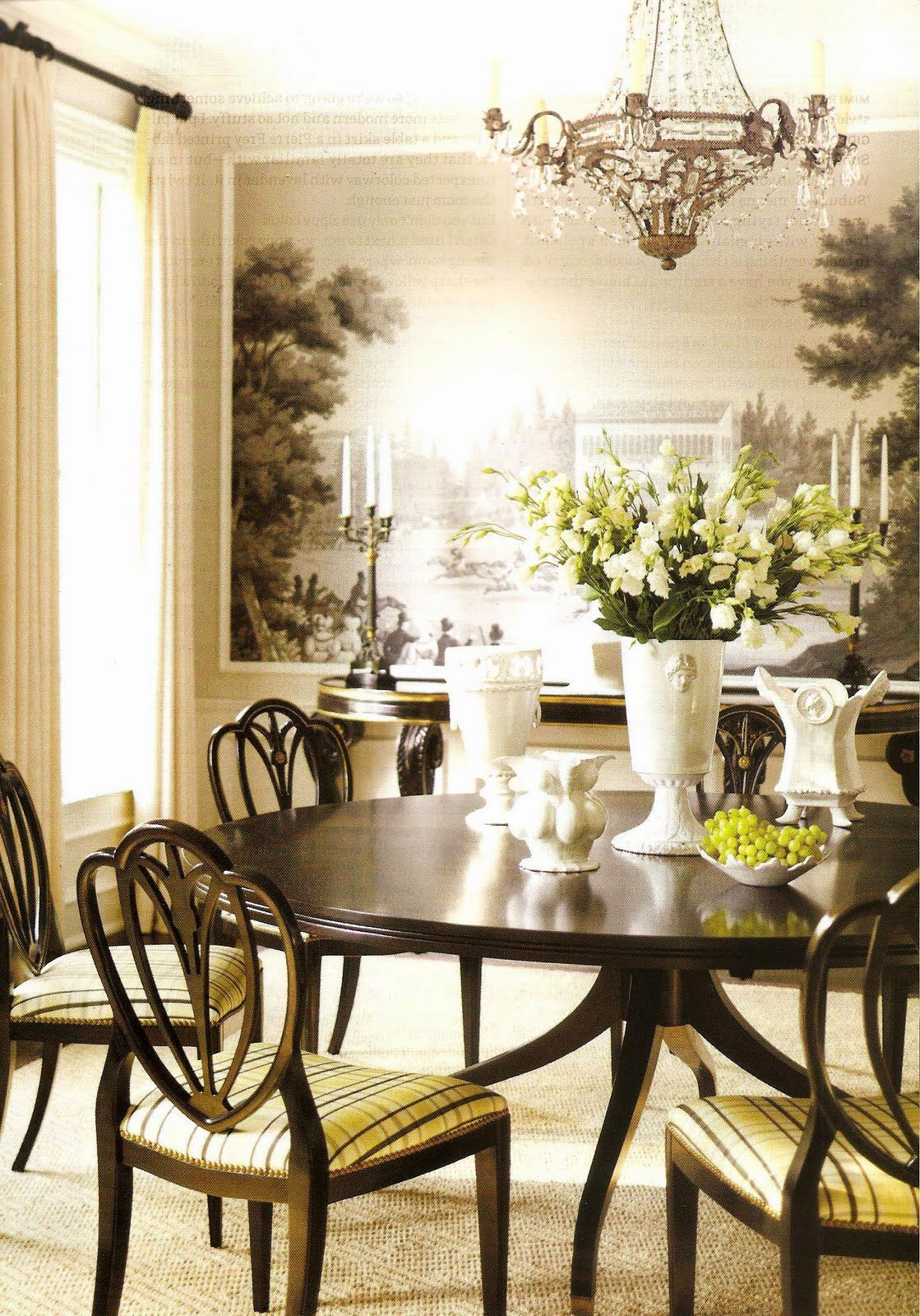 Hepplewhite Heart Back Chairs With Round Mahogany Dining Table ... for Finding the Perfect Hepplewhite Dining Room Table for Your Space