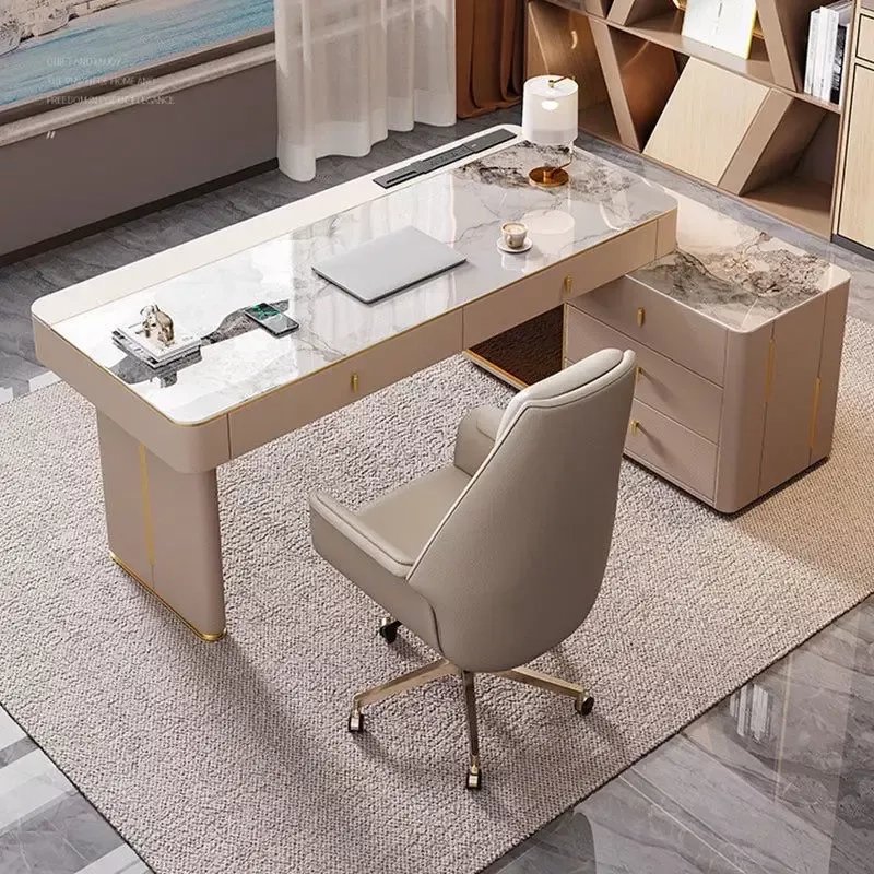 Holf Modern Rectangular Executive Mdf Office Desk With 4 Drawers ... pertaining to Elevate Your Home Office Aesthetic with a White Chair
