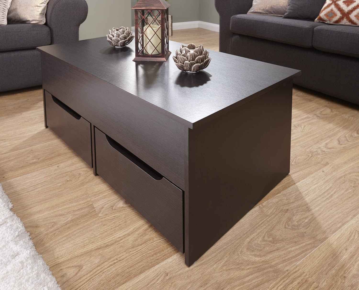 Home Source – Espresso Dark Wood Coffee Table Storage Unit 2 Drawer ... inside From Messy to Masterpiece Elevating Your Dark Wood Coffee Table&amp;#039;s Functionality