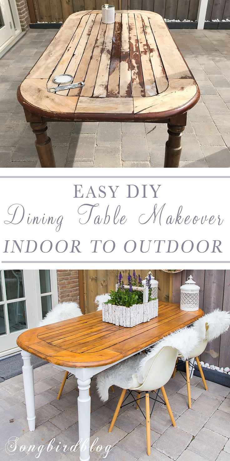 How I Used An Old Wood Dining Table Outside - Songbird | Dining Table ... throughout