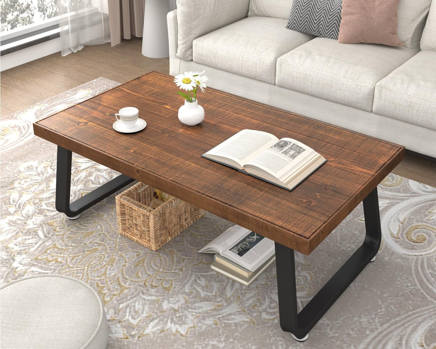 Ibf Natural Wood Coffee Table, Rustic Solid Wood Center Table For ... throughout The Timeless Appeal of Natural Wood Coffee Tables Across Canada