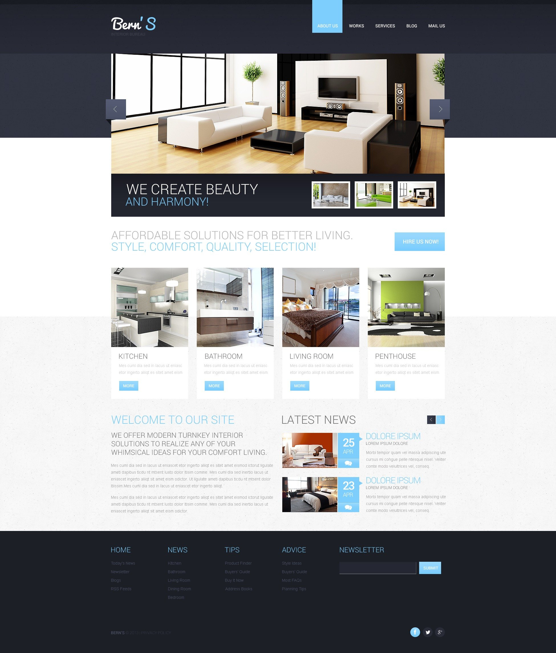 Interior Design Responsive Website Template #44659 regarding Interior Design Ideas Website