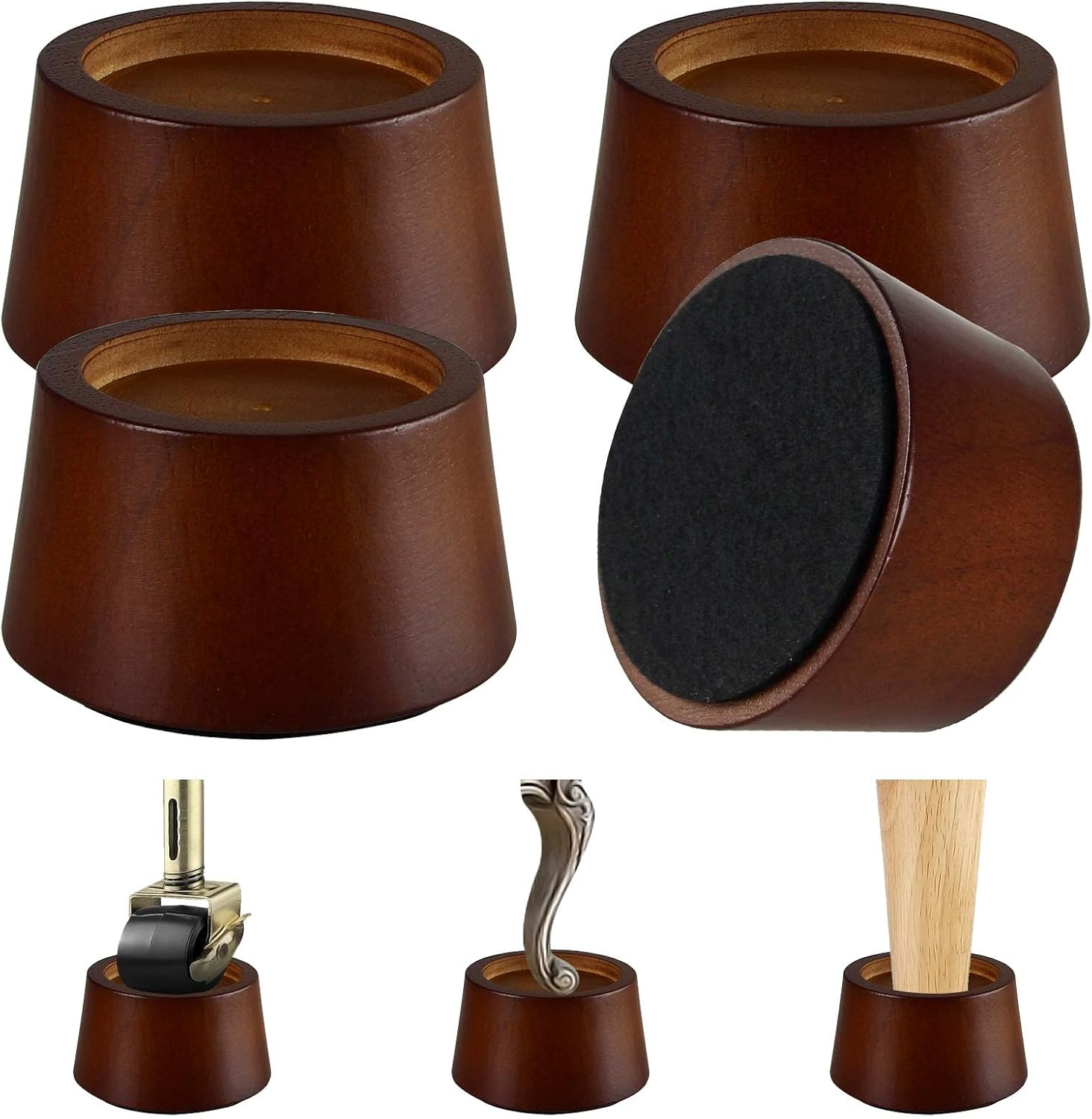 Koikey Furniture Raisers Bed Risers - 2 Inch Wooden Circle Heavy Duty ... inside Solving the Height Puzzle How Chair Extenders Can Help