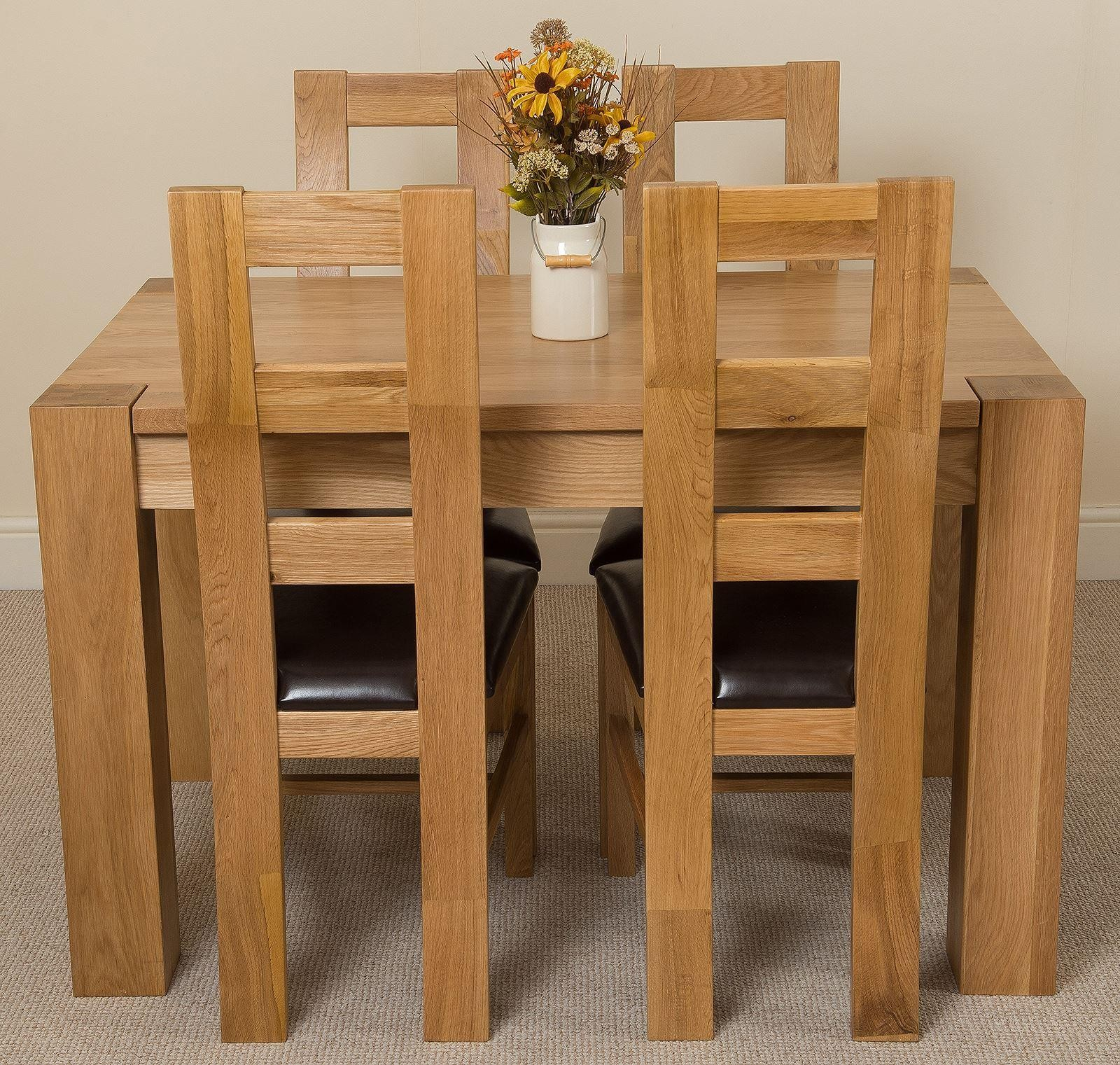 Kuba Solid Oak 125Cm Dining Table With 4 Yale Solid Oak Dining Chairs ... pertaining to How Solid Oak Dining Tables Enhance Your Home's Ambiance