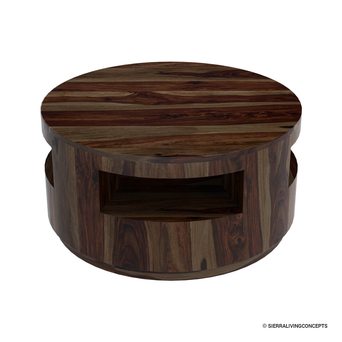 Ladonia Rustic Solid Wood Round Coffee Table regarding Solid Wood Coffee Table Round