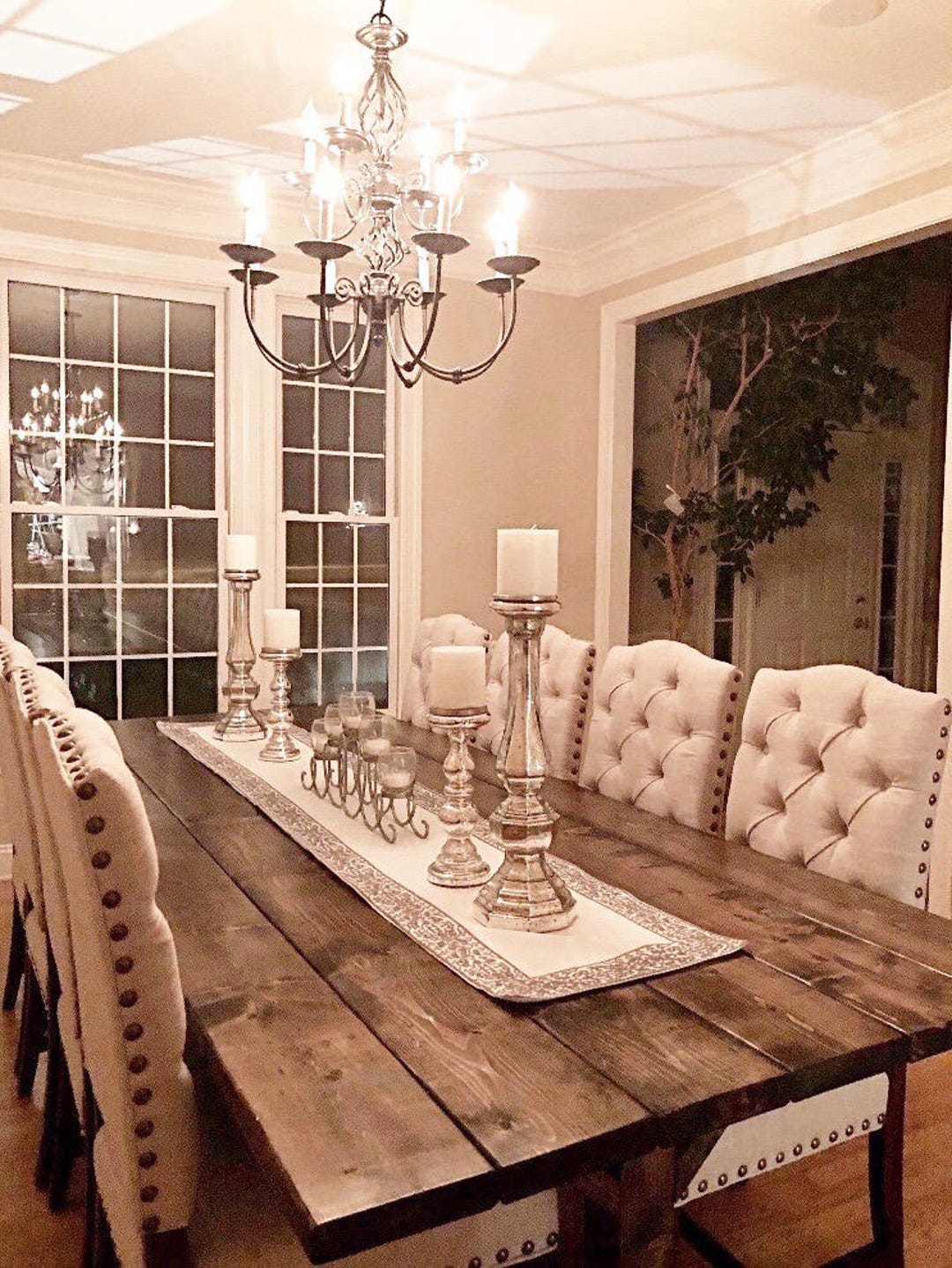 Large Farmhouse Table, Long Farm Table, Dining Room Table, Custom Table ... with regard to The Art of Hosting How a Large Dining Room Table with Leaves Transforms Gatherings