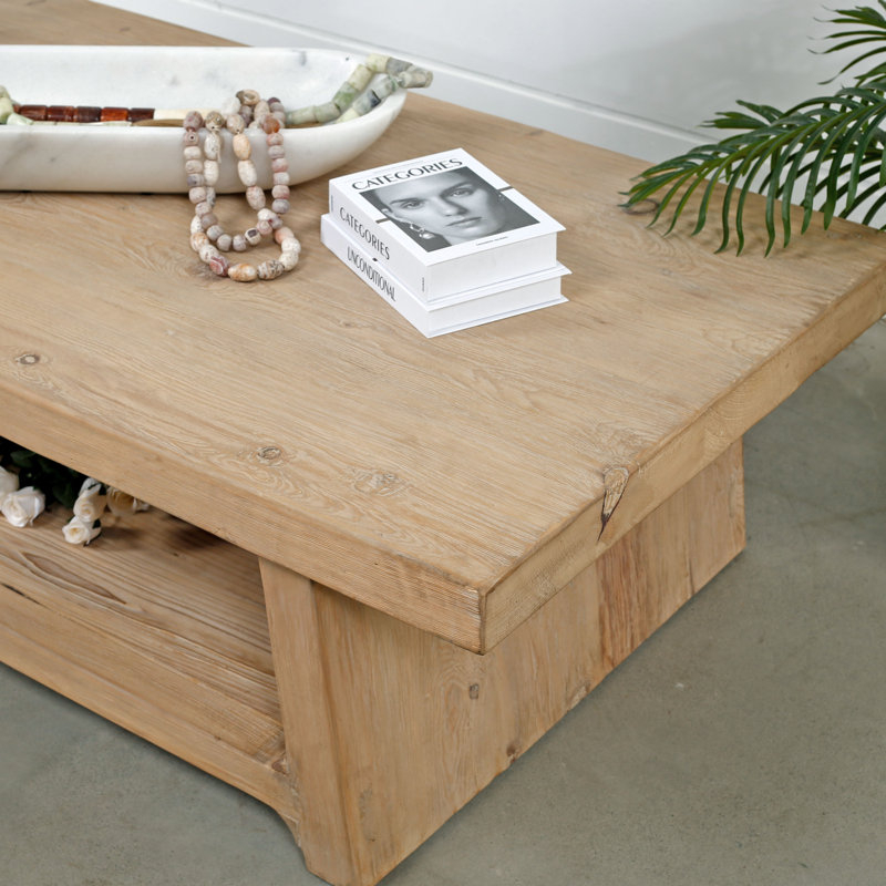 Lily's Living Ravenna Solid Wood Floor Shelf 1 Coffee Table With ... regarding Solid Wood Coffee Table With Shelf