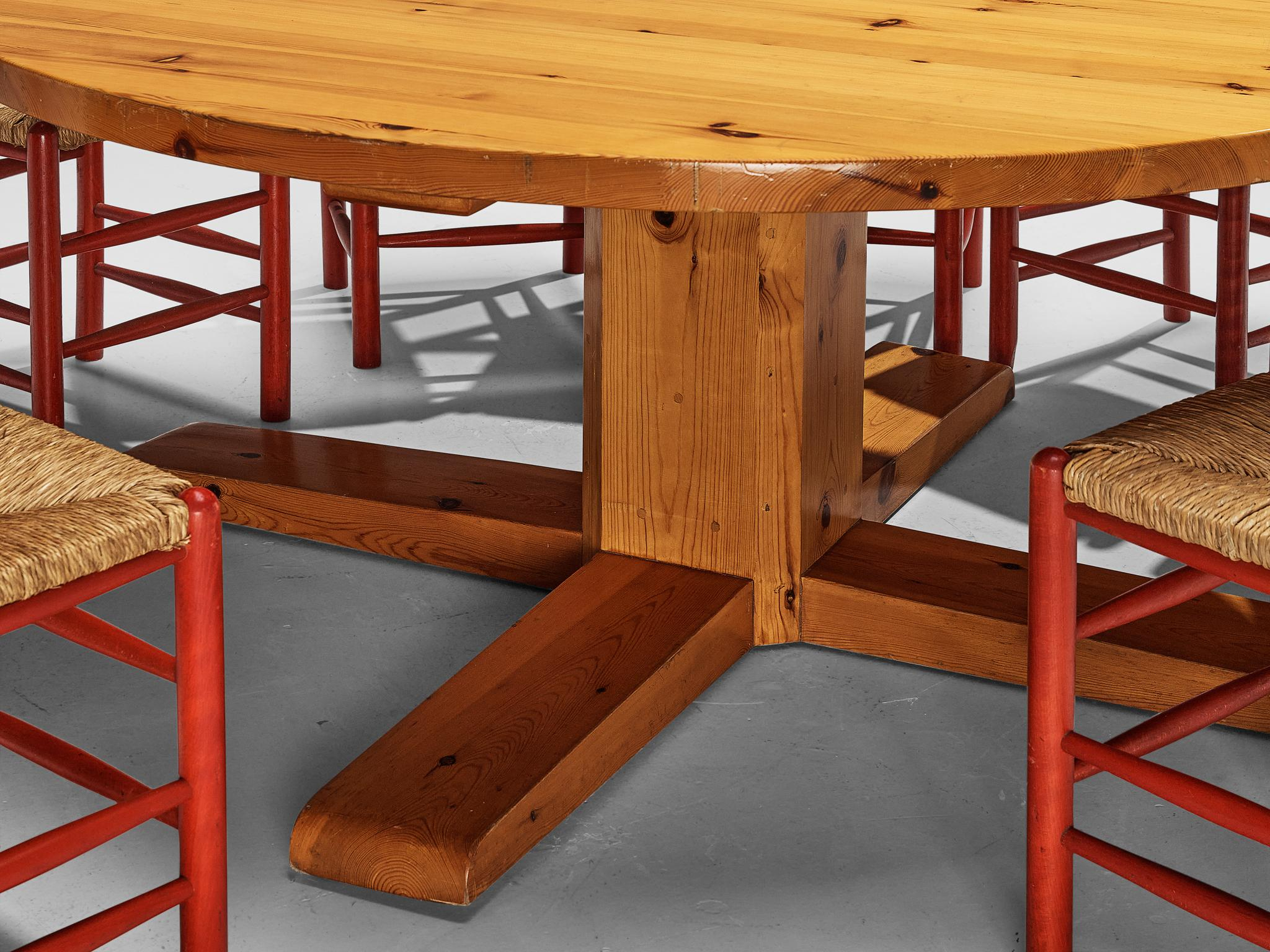 Living Room Set With Dining Table In Solid Pine And Chairs In Oak And ... in The Enduring Charm of Pine Dining Tables A Deep Dive