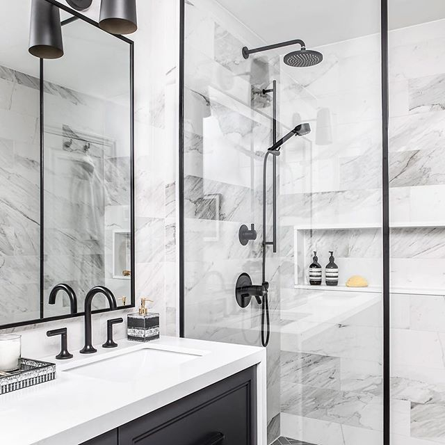 Love All The Matte Black Accents In This Master Bath. Design By ... intended for