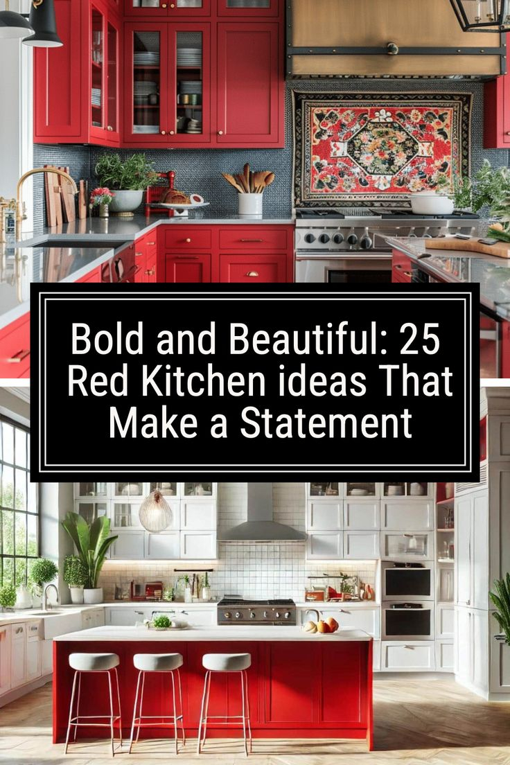 Make A Statement: 25 Stunning Red Kitchen Designs | Red Kitchen, Red ... inside