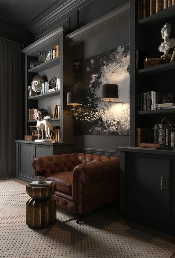 Masculine Glam Living Room Interior Design | Decorilla within Crafting a Timeless Masculine Living Room Your Guide to Sophistication