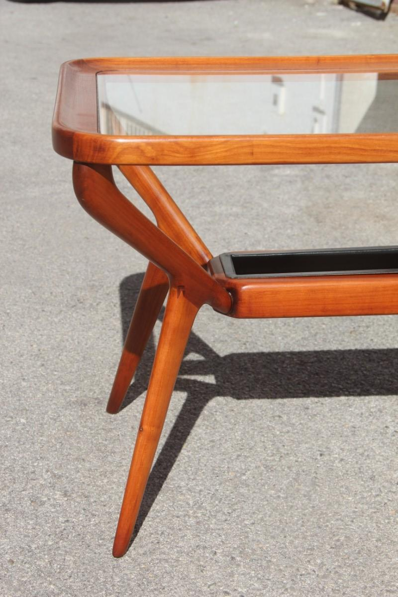 Midcentury Coffee Table Cherry Wood Rectangular Form Glass Top 1950S ... with Cherry Wood Coffee Table With Glass Top