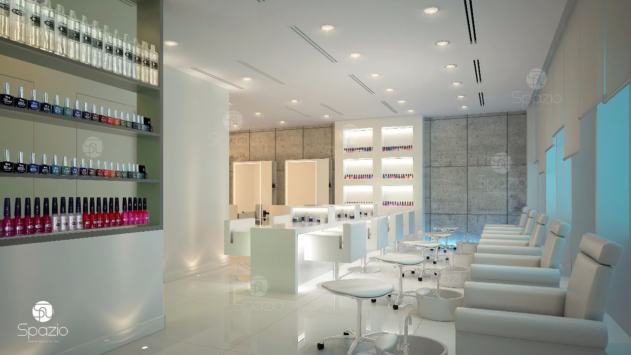 Modern Beauty Salon Interior Design In Dubai Hair Nail Spa Spazio pertaining to