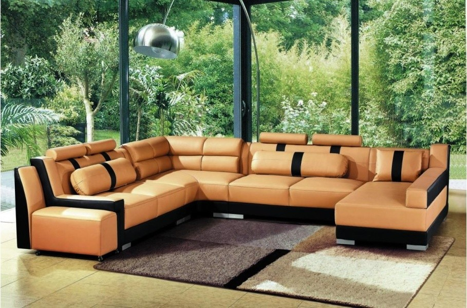 Modern Caramel Leather Sectional Sofa - Modern - Living Room - Los ... with regard to
