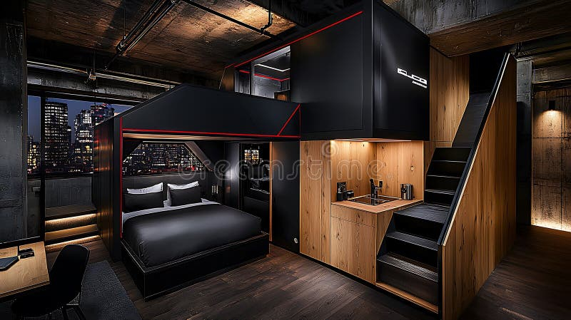 Modern Compact Studio Apartment Interior Design Stock Illustration ... throughout Embracing Compact Living Innovative Interior Design for Townhouses