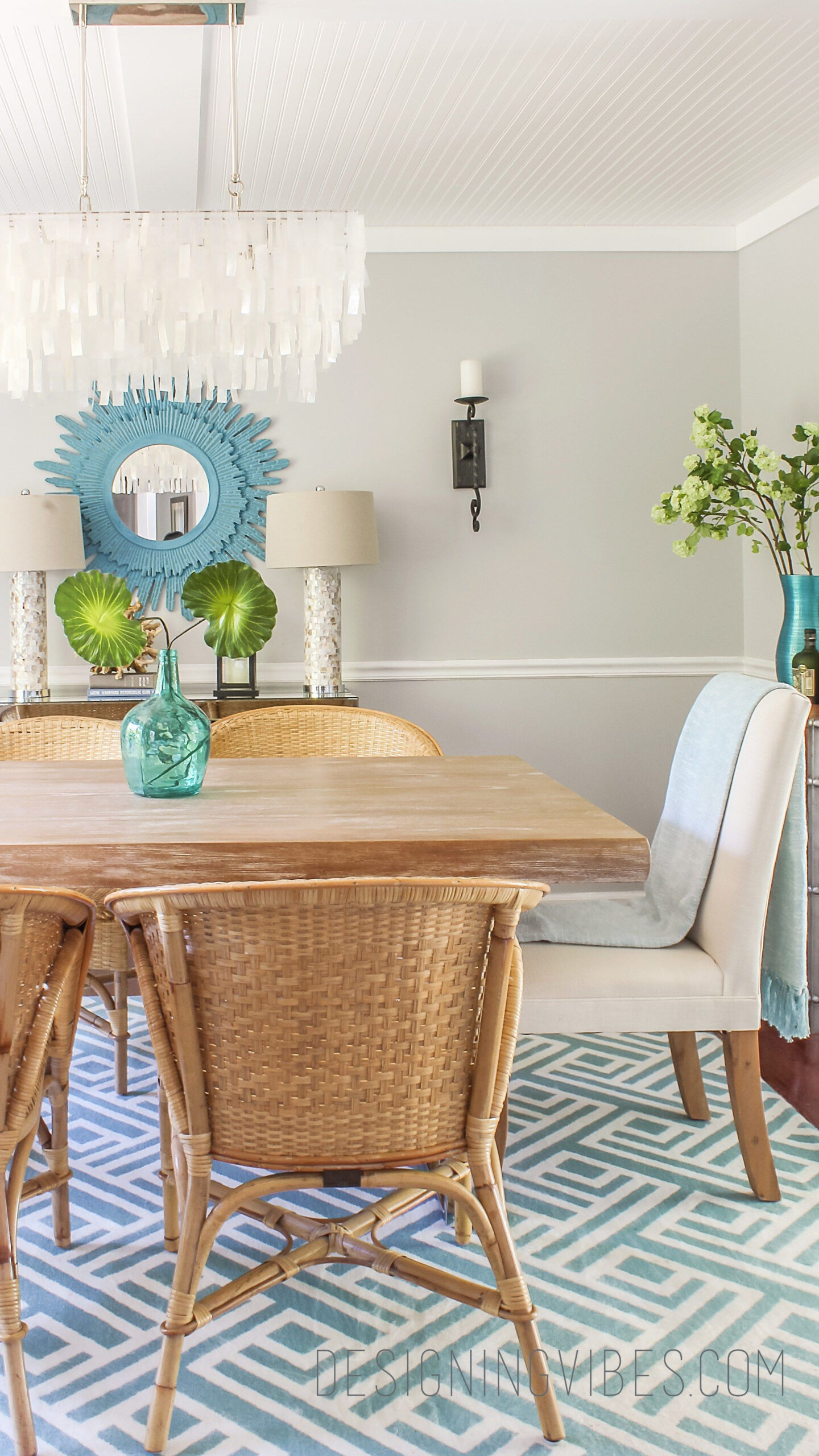 Modern Rattan Chairs In Dining Room Coastal #Hamptonsdecorcushions ... inside Creating a Welcoming Atmosphere with a 12-Chair Dining Room Ensemble