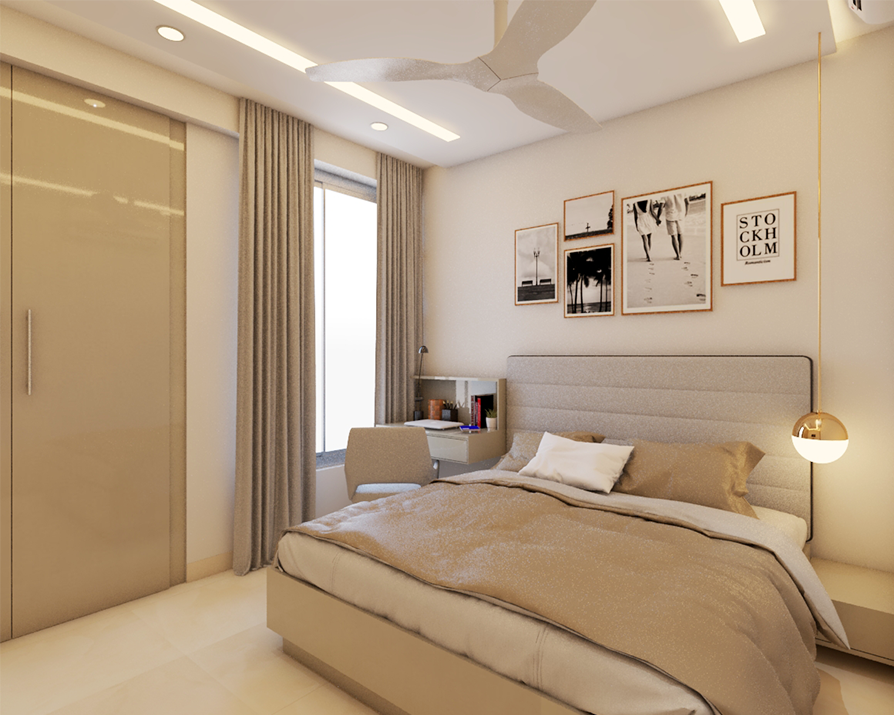 Modern Spacious Master Bedroom With Subtle Interiors | Livspace intended for