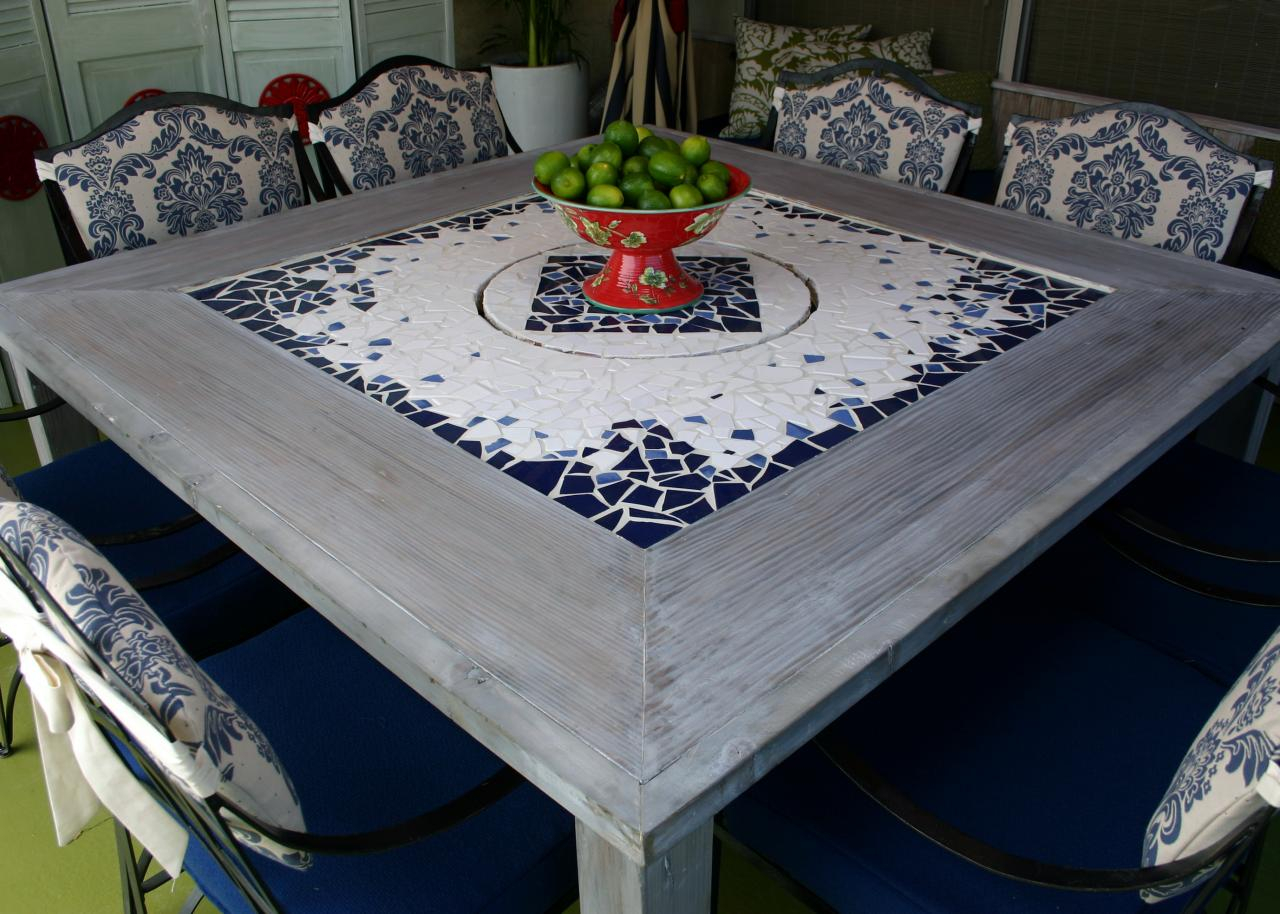 Mosaic Dining Table With Built-In Lazy Susan | Hgtv regarding