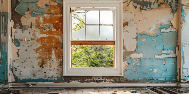 Old House Being Renovated With An Empty White Frame For Before And ... in