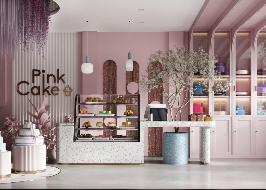 Pink Cake Shop Interior Design within Cake Shop Interior Design Ideas