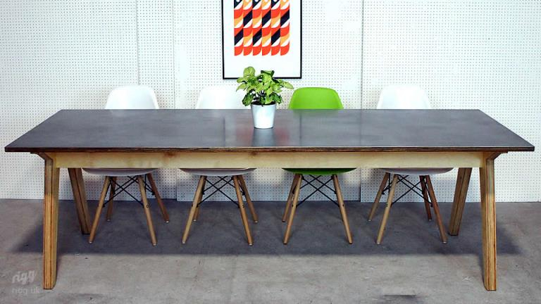 Plywood &amp;Amp; Zinc Dining Table with