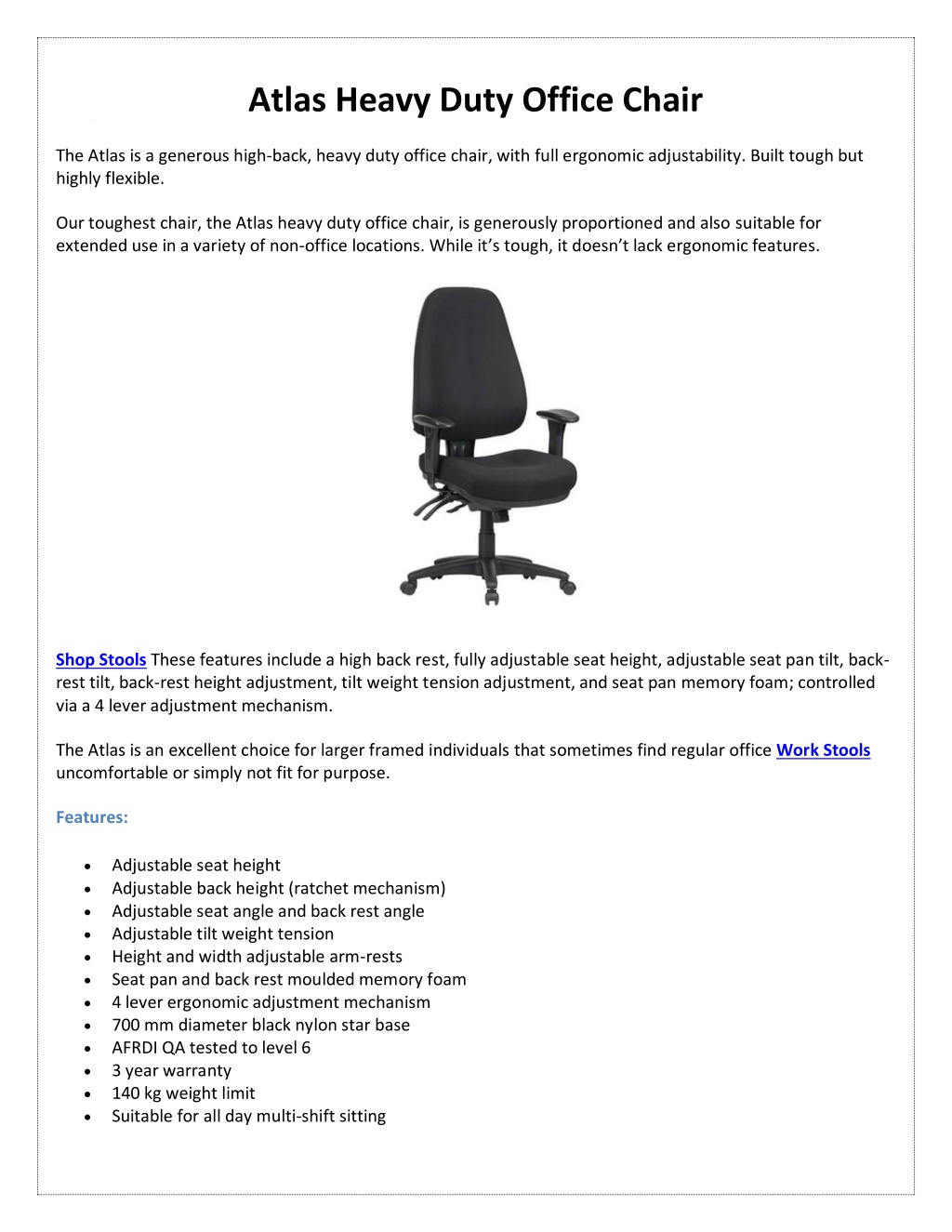 Ppt - Atlas Heavy Duty Office Chair Powerpoint Presentation, Free ... for