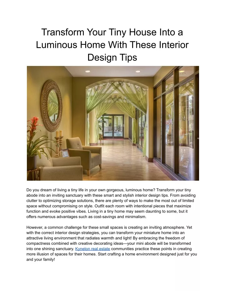 Ppt - Transform Your Tiny House Into A Luminous Home With These ... throughout Transform Your Tiny Home with These Brilliant Interior Design Tricks