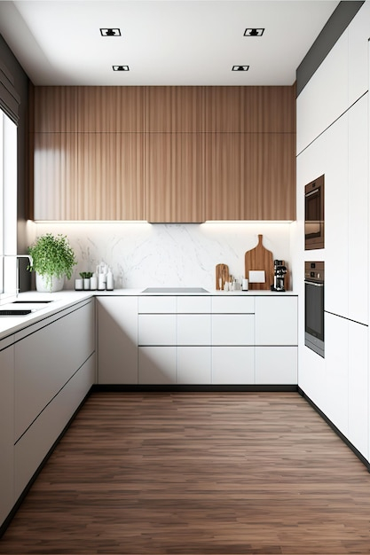 Premium Ai Image | Modern Contemporary Minimalist Aesthetic Kitchen ... within