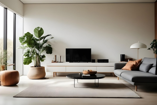 Premium Ai Image | Modern Living Room With White And Natural Wood Furniture within Crafting a Cozy Haven The Enduring Charm of Natural Wood Living Room Furniture