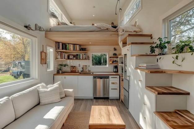 Premium Photo | Cozy Tiny House Interior With Efficient Space Use And ... inside