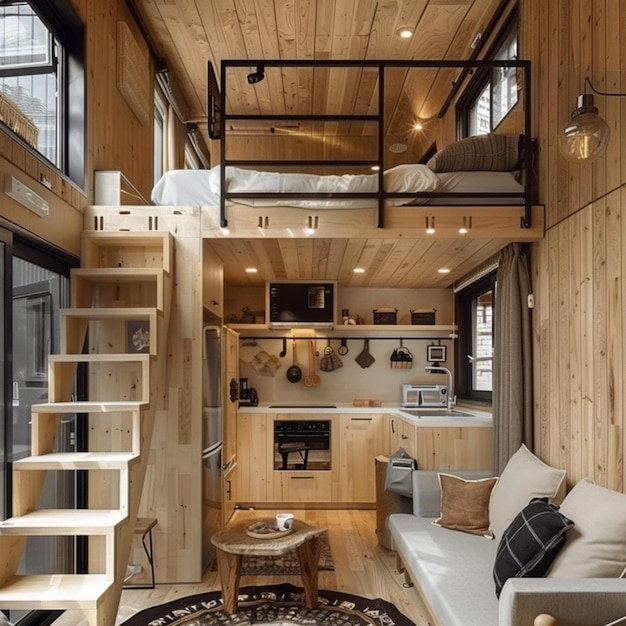 Premium Photo | Cozy Tiny House Interior With Rich Architecture Design throughout From Cramped to Cozy Expert Tiny Home Interior Tips