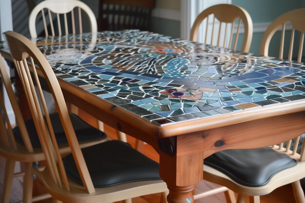 Premium Photo | Customizing A Thrifted Dining Table With Mosaic Tiles in Caring for Your Mosaic Dining Room Table Unlocking Longevity