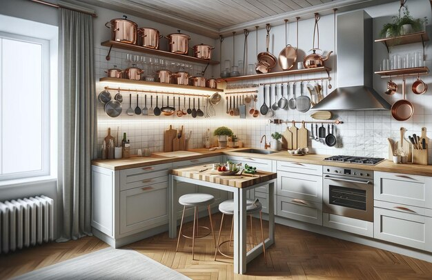 Premium Photo | Efficient Kitchen With Butcher Block And Modern Aesthetics regarding Decoding Modern Kitchen Aesthetics Your Visual Guide