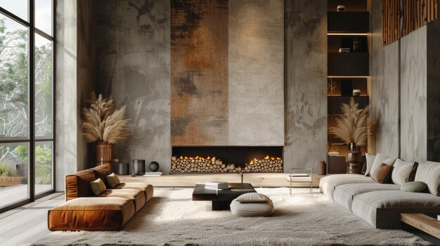 Premium Photo | Hung Above A Fireplace In A Cozy Living Room Statement ... for From Cozy Corners to Grand Statements The Versatility of Wooden Living Room Pieces