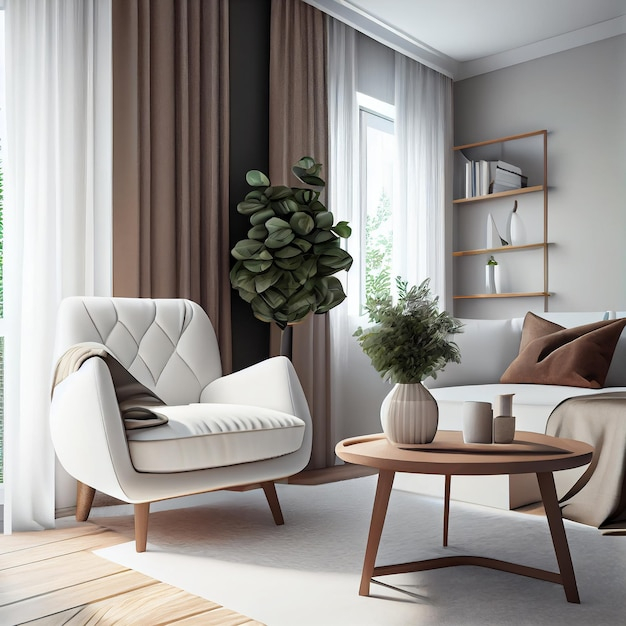 Premium Photo | Modern Stylish Interior Design With Armchair Sofa ... intended for Modern Furniture Interior Design