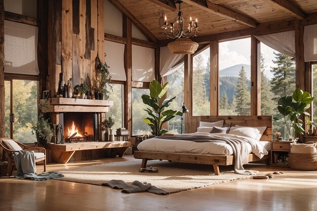 Premium Photo | Rustic Bedroom Decor Bringing The Outdoors In throughout