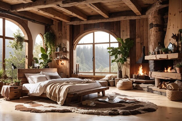Premium Photo | Rustic Bedroom Decor Bringing The Outdoors In with