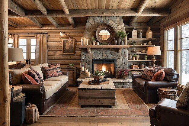 Premium Photo | Rustic Cabin Retreat Decor for