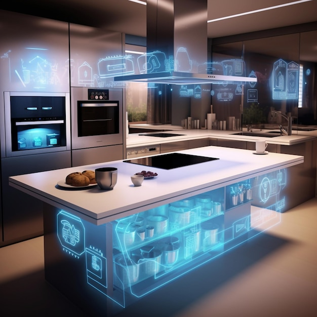 Premium Photo | Smart Kitchen With Connected Furniture regarding Smart Spaces The Future of Kitchen Functionality in 2025