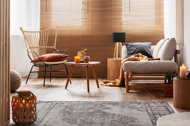 Premium Photo | Stylish Natural Living Room With Raw Wooden Furniture ... with regard to Crafting a Cozy Haven The Enduring Charm of Natural Wood Living Room Furniture