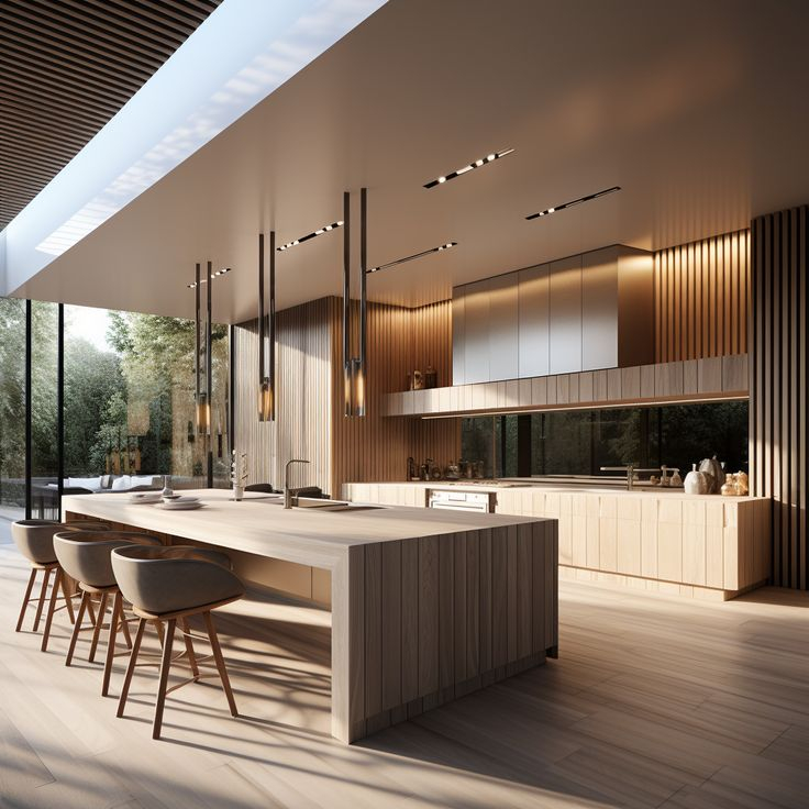 Pure Harmony: Timber Accents In Minimalist Kitchen Art | Modern Kitchen ... intended for