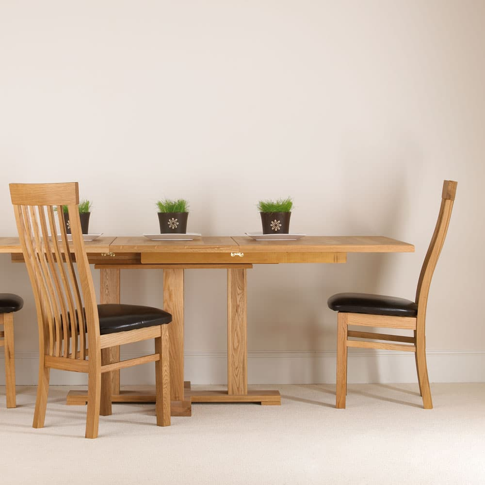 Quercus Solid Oak Extending Pedestal Dining Table - Con-Tempo Furniture with regard to