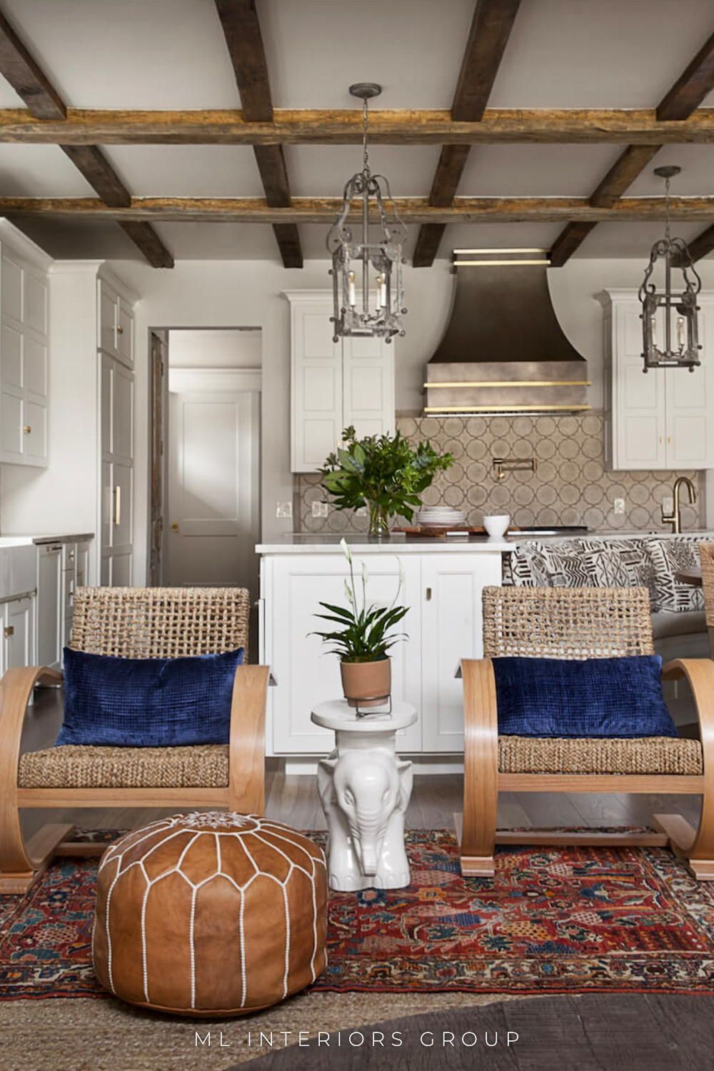 Reclaimed Wood Beams And Antique Doors And Added A Global Vibe To The ... in Crafting Cohesion with Reclaimed Wood in Your Living Space